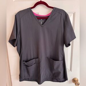 Med Couture Gray V-Neck Scrub Top XL